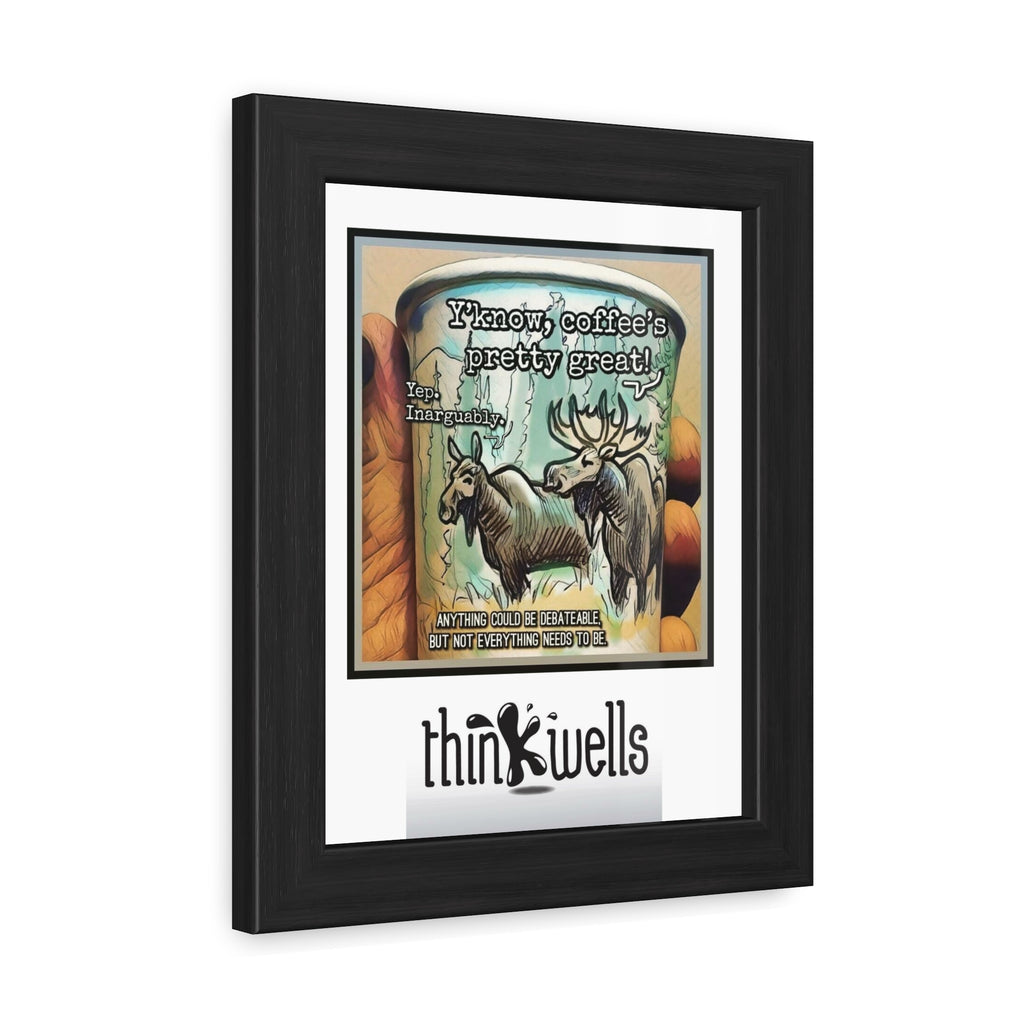Framed Poster - Moose Debate Coffee Art Print