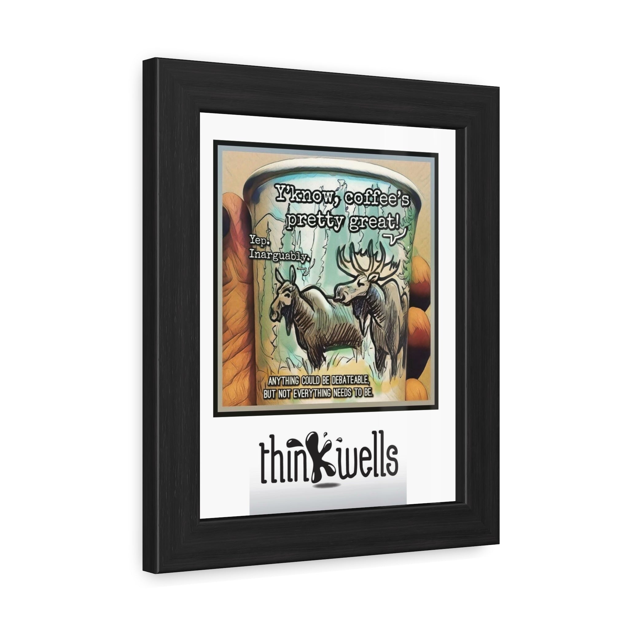 Framed Poster - Moose Debate Coffee Art Print