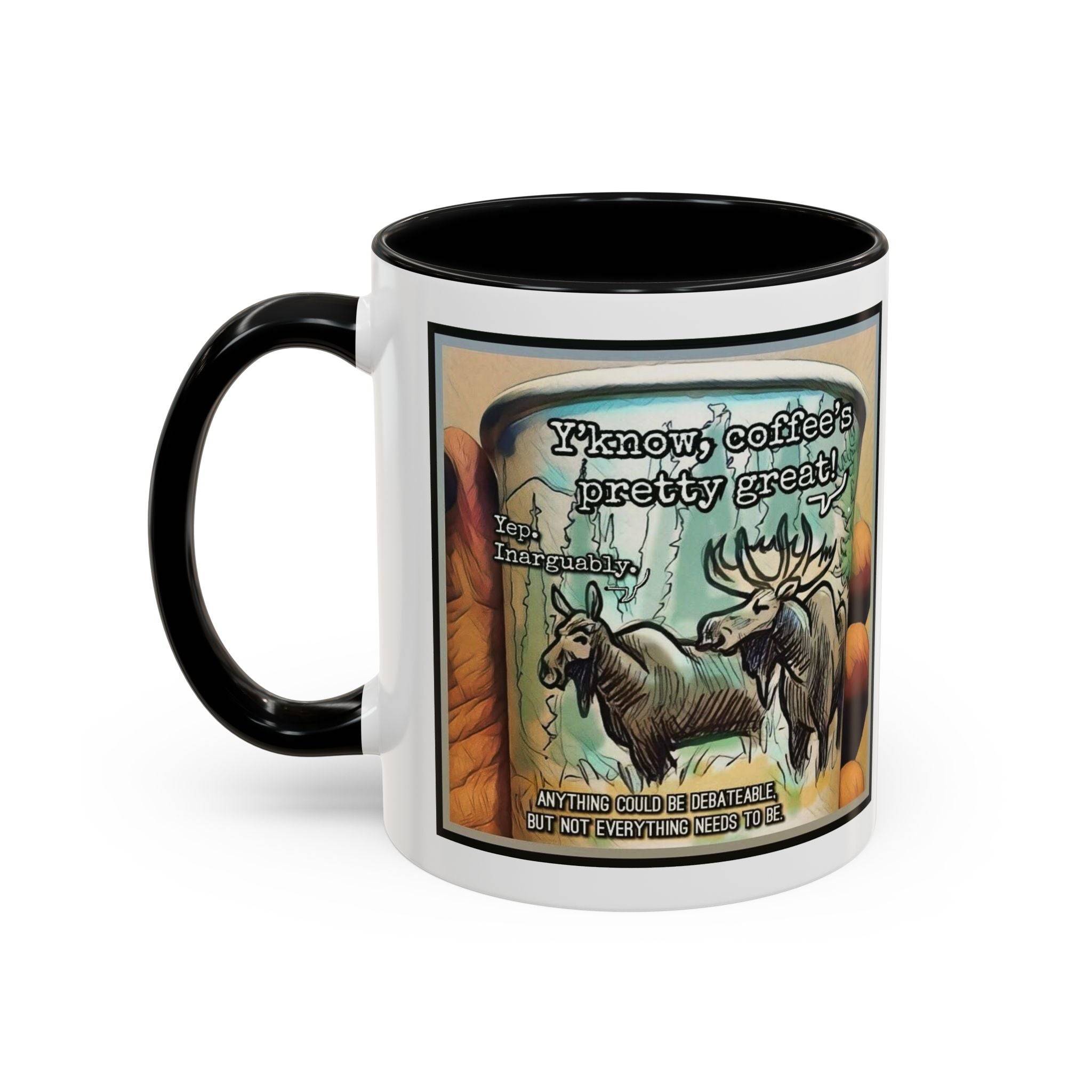 Coffee Mug - Moose Debate Accent Ceramic Mug (11/15oz)
