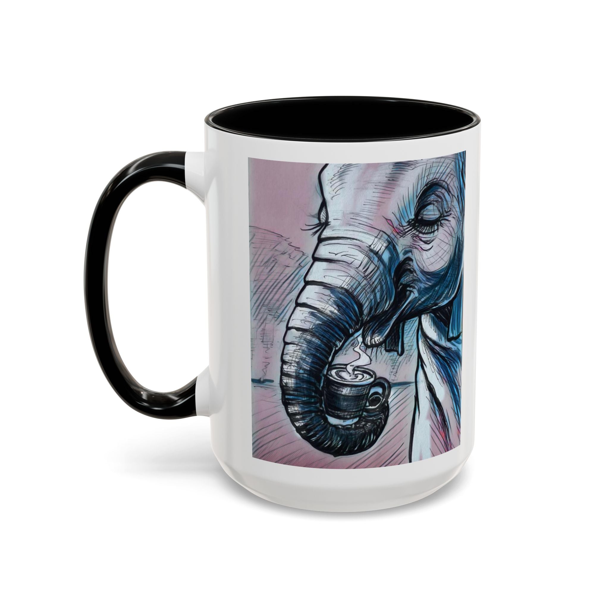Elephant loves Coffee Accent Ceramic Mug (11/15oz)