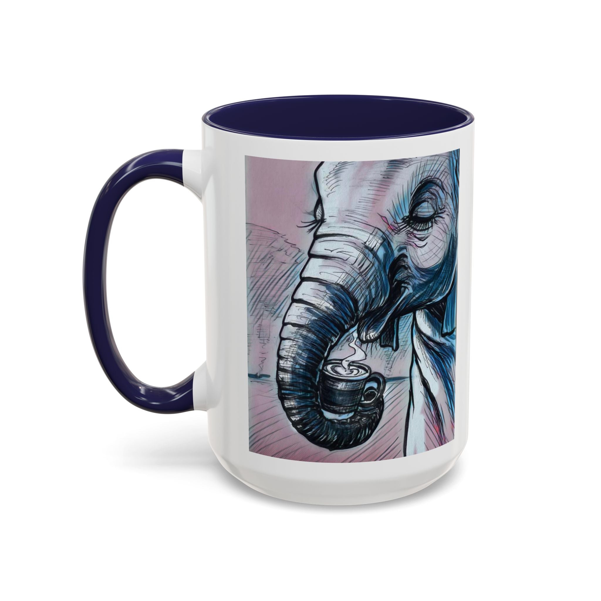 Elephant loves Coffee Accent Ceramic Mug (11/15oz)