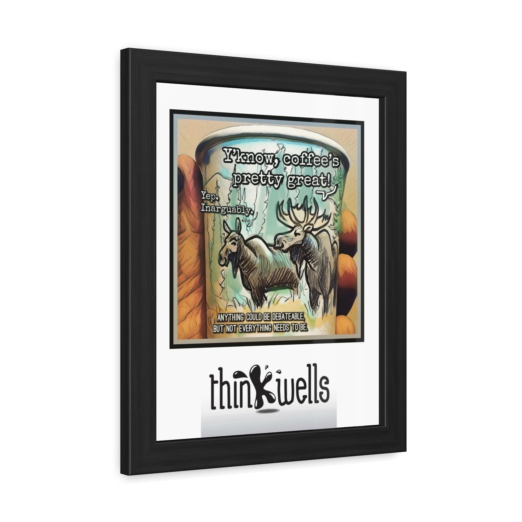 Framed Poster - Moose Debate Coffee Art Print