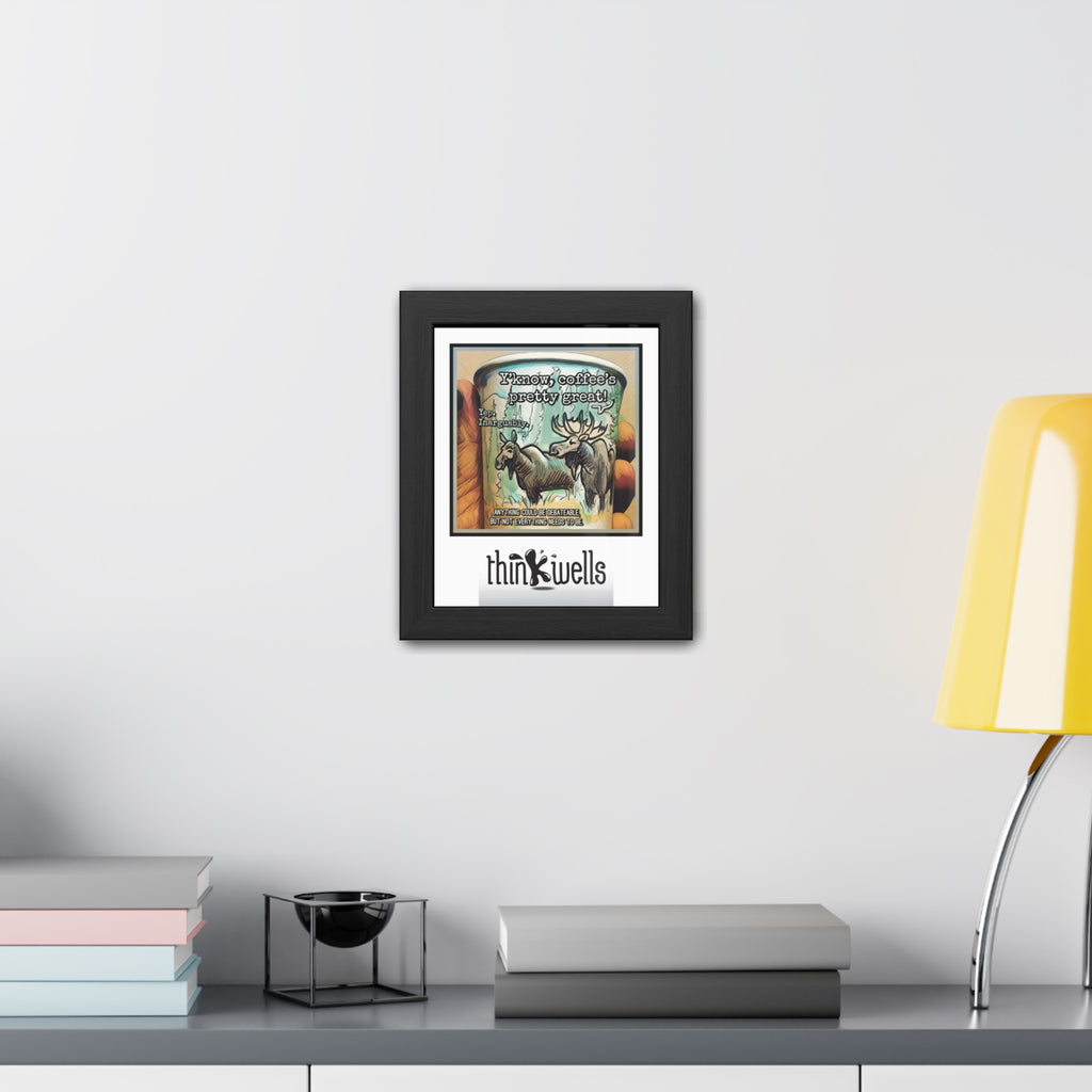 Framed Poster - Moose Debate Coffee Art Print