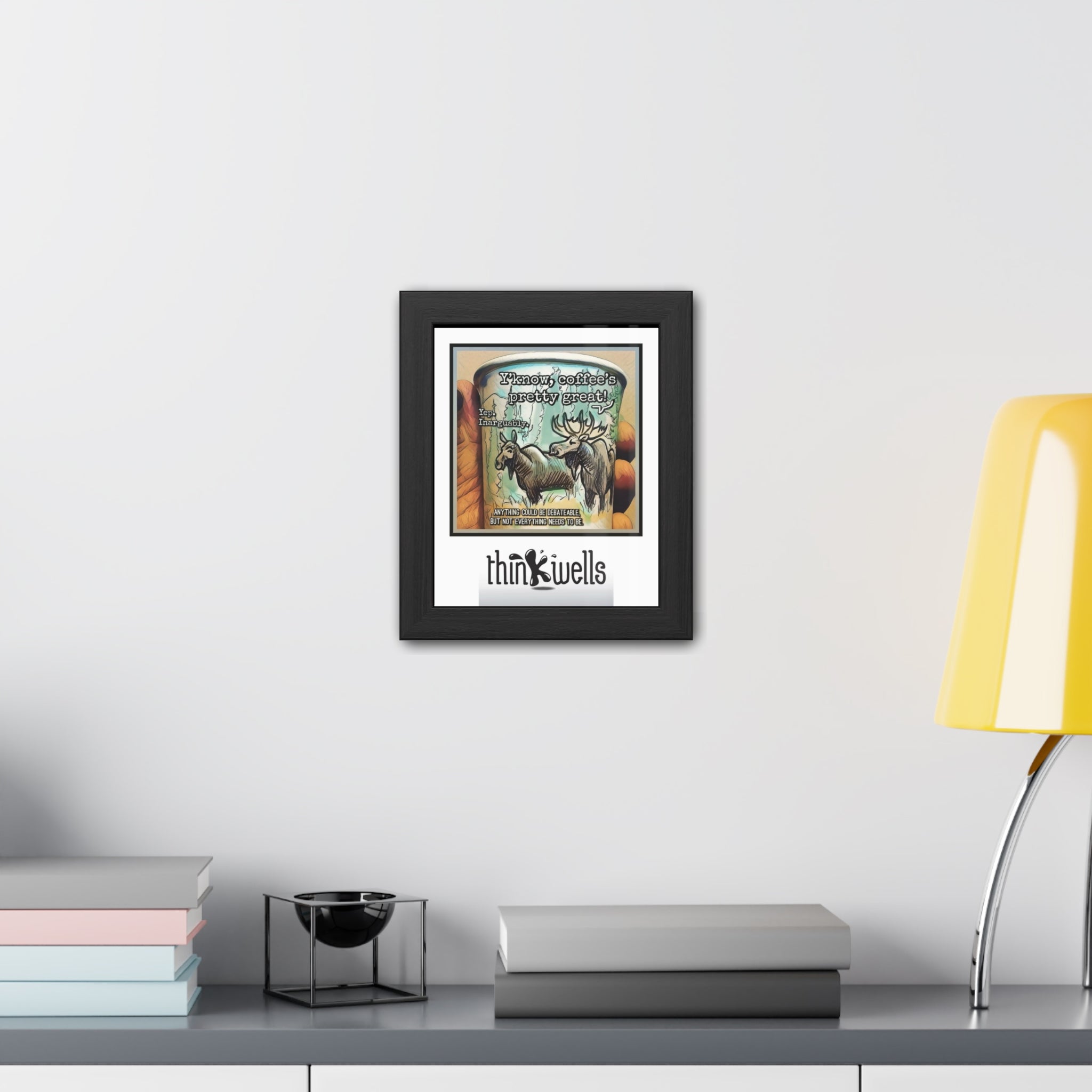 Framed Poster - Moose Debate Coffee Art Print