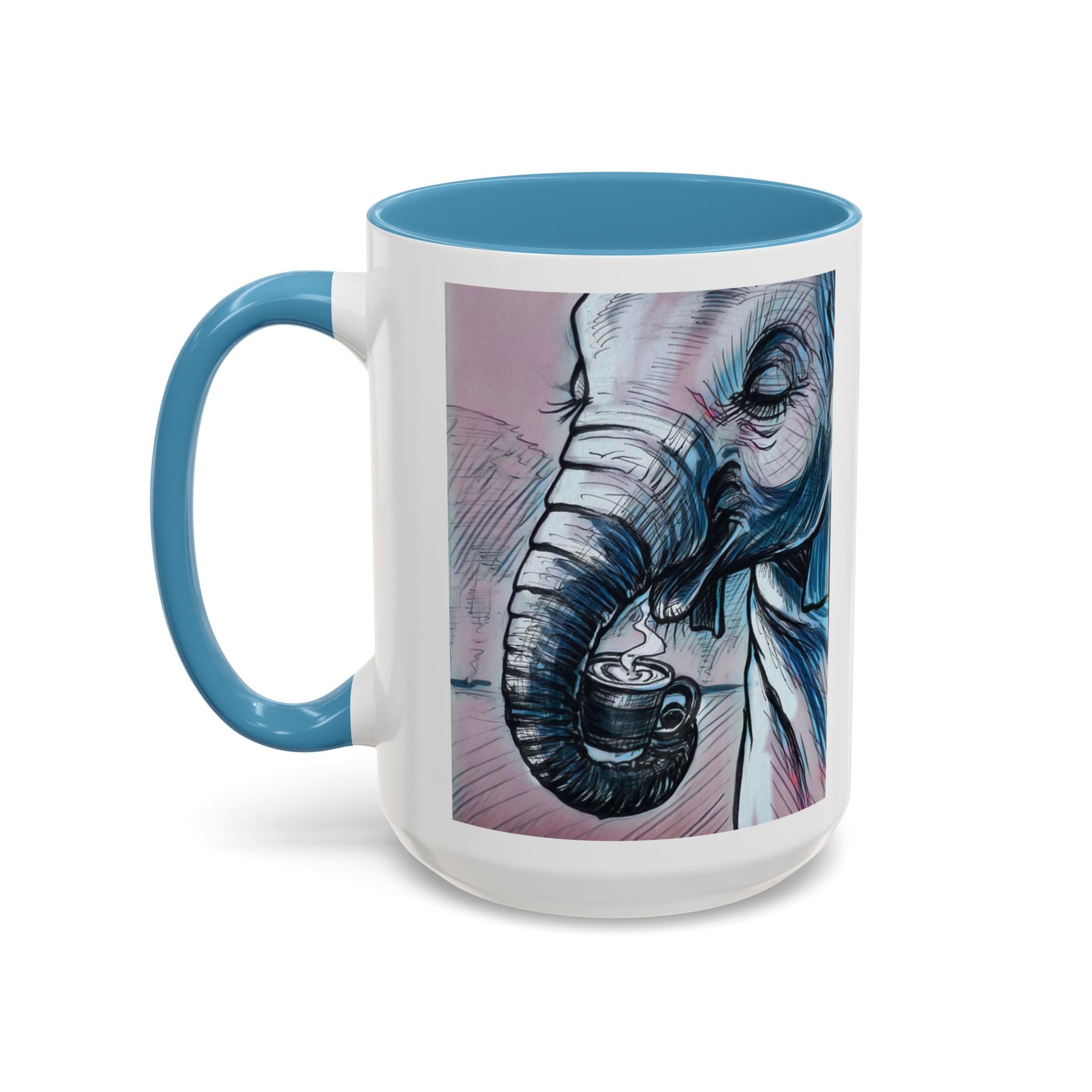 Elephant loves Coffee Accent Ceramic Mug (11/15oz)