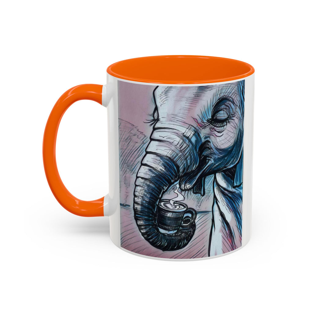 Elephant loves Coffee Accent Ceramic Mug (11/15oz)