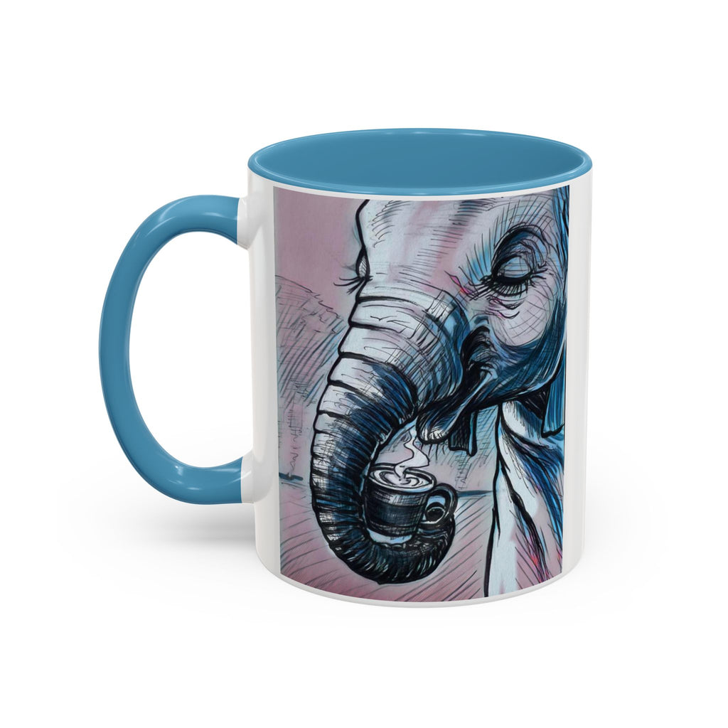 Elephant loves Coffee Accent Ceramic Mug (11/15oz)