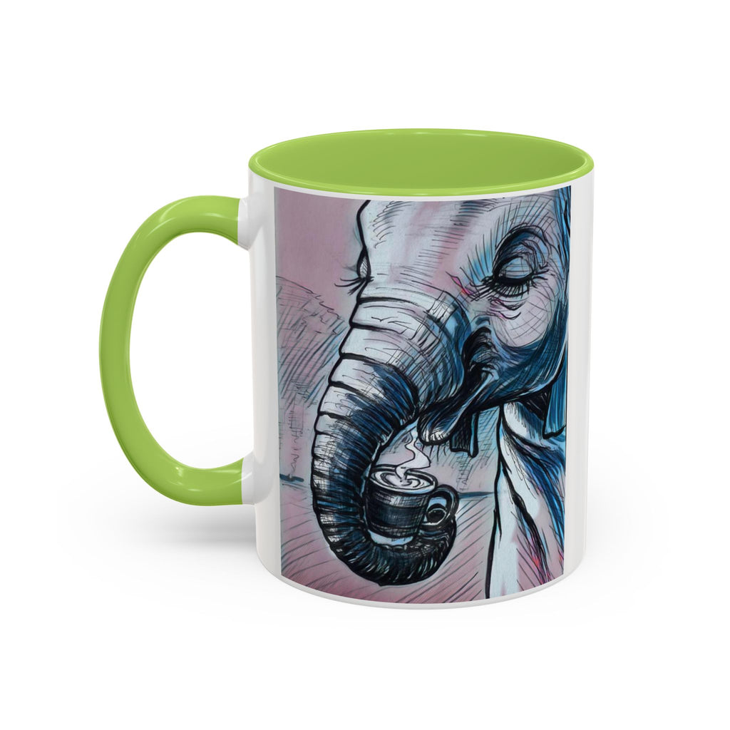 Elephant loves Coffee Accent Ceramic Mug (11/15oz)