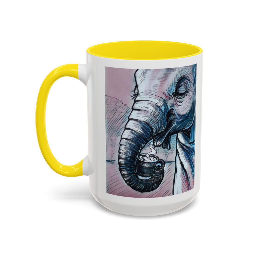 Elephant loves Coffee Accent Ceramic Mug (11/15oz)