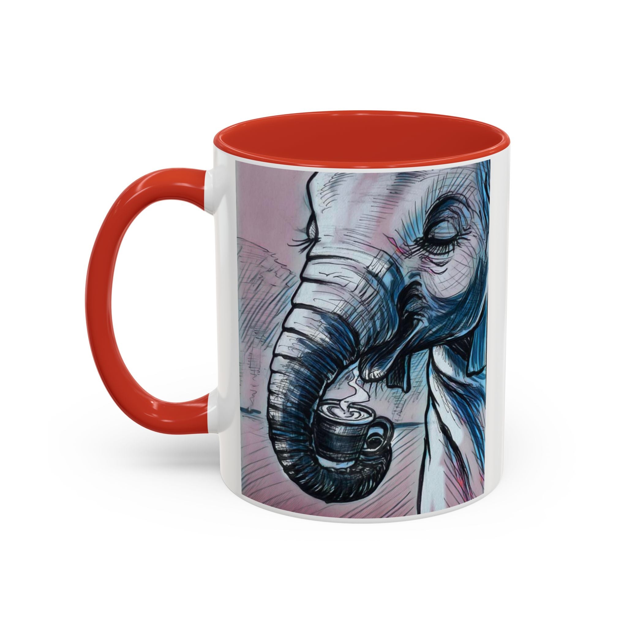 Elephant loves Coffee Accent Ceramic Mug (11/15oz)