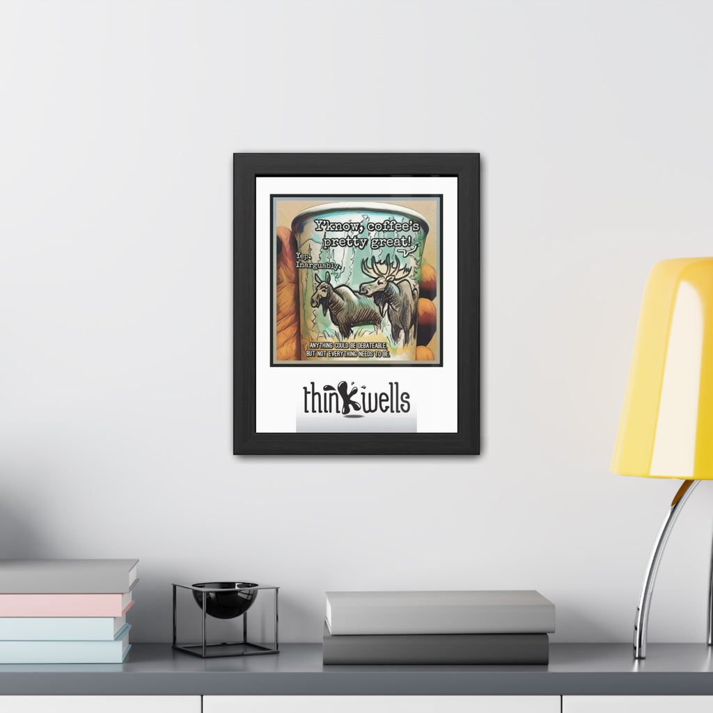Framed Poster - Moose Debate Coffee Art Print