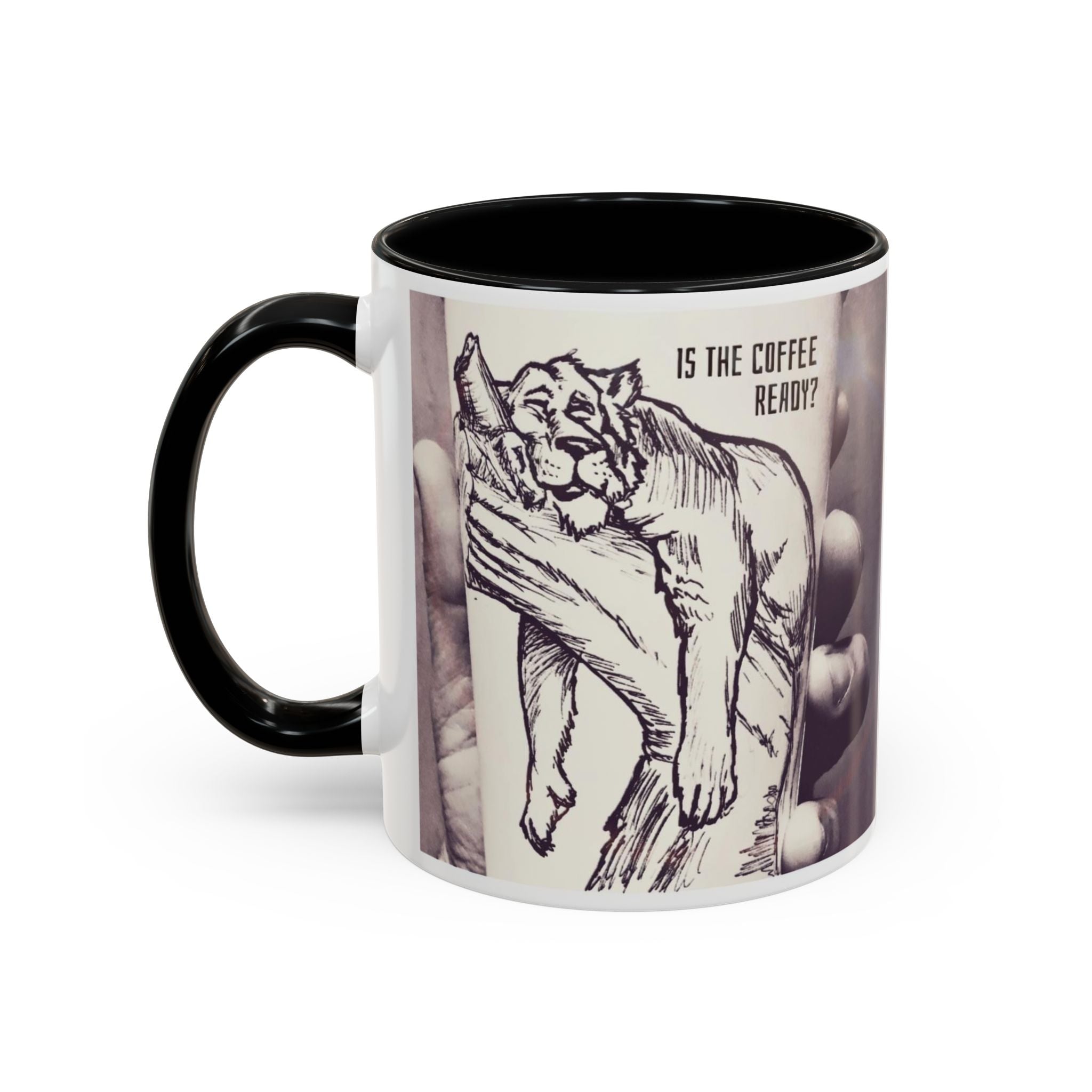 Coffee Ready Lion Accent Ceramic Mug (11/15oz)