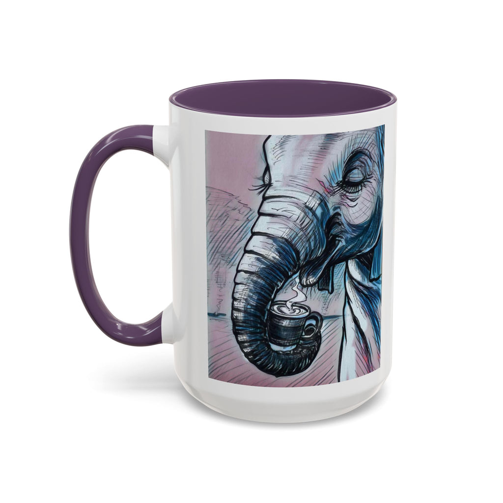Elephant loves Coffee Accent Ceramic Mug (11/15oz)
