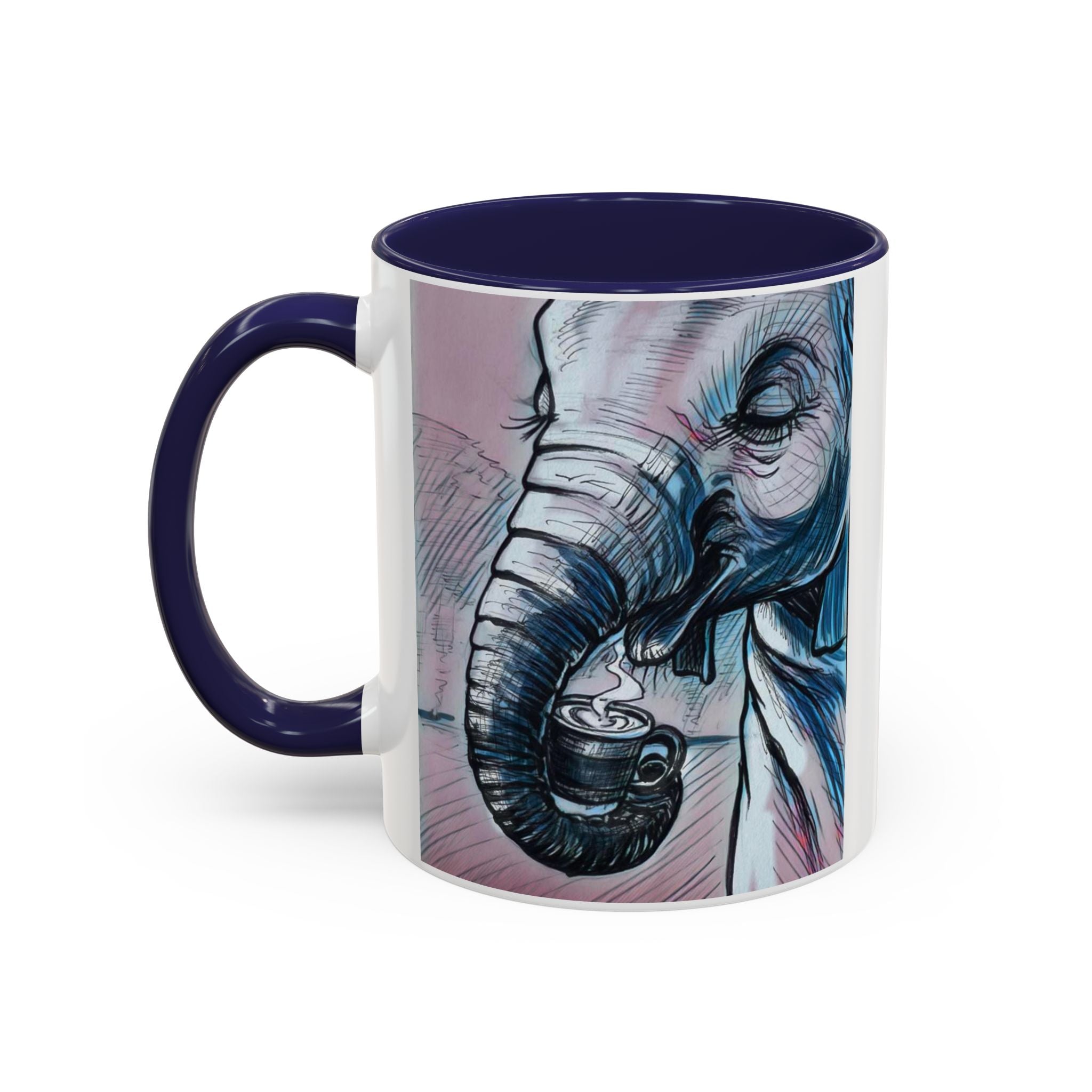 Elephant loves Coffee Accent Ceramic Mug (11/15oz)