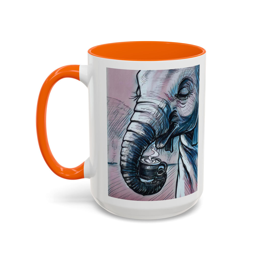 Elephant loves Coffee Accent Ceramic Mug (11/15oz)