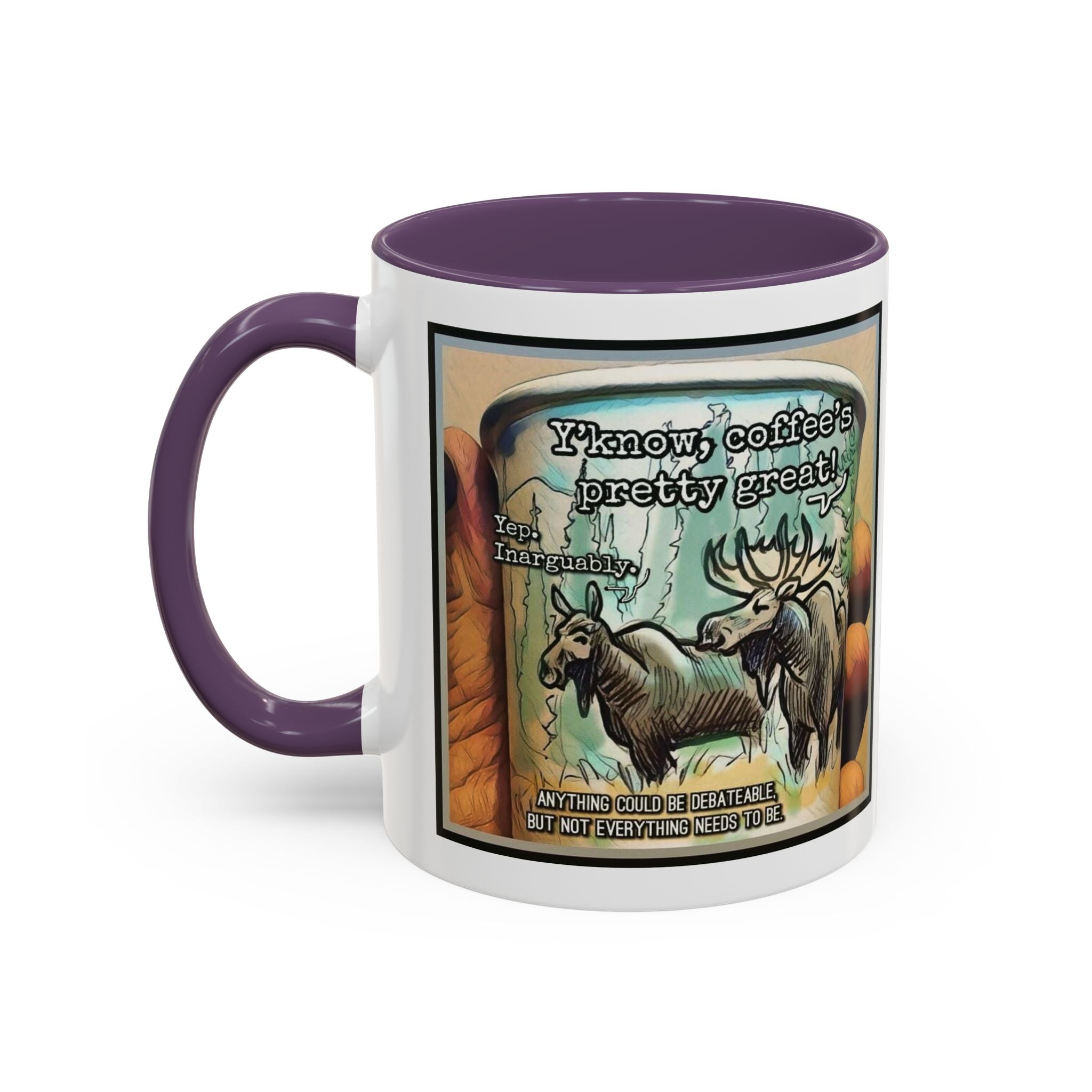Coffee Mug - Moose Debate Accent Ceramic Mug (11/15oz)