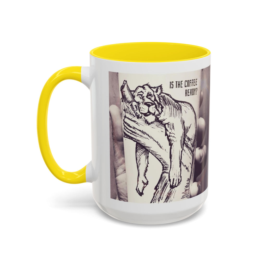 Coffee Ready Lion Accent Ceramic Mug (11/15oz)