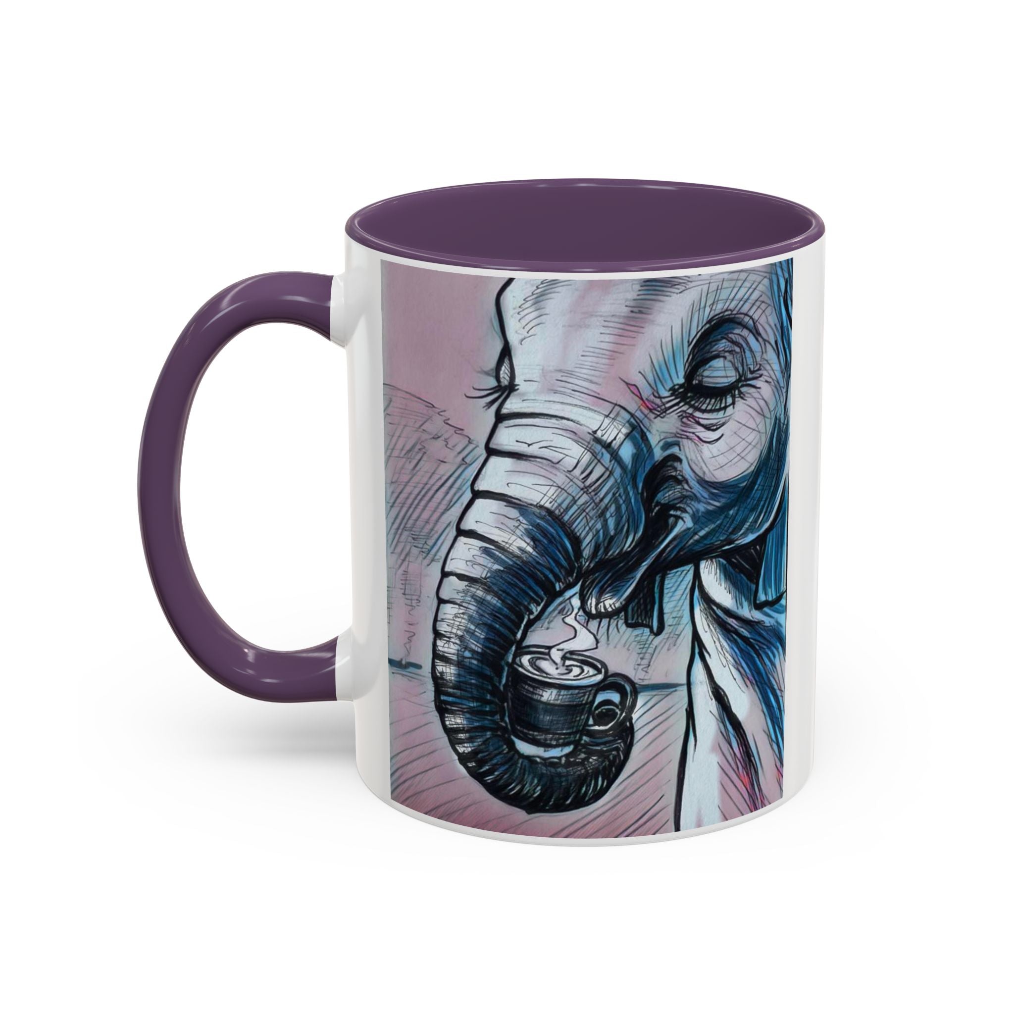 Elephant loves Coffee Accent Ceramic Mug (11/15oz)