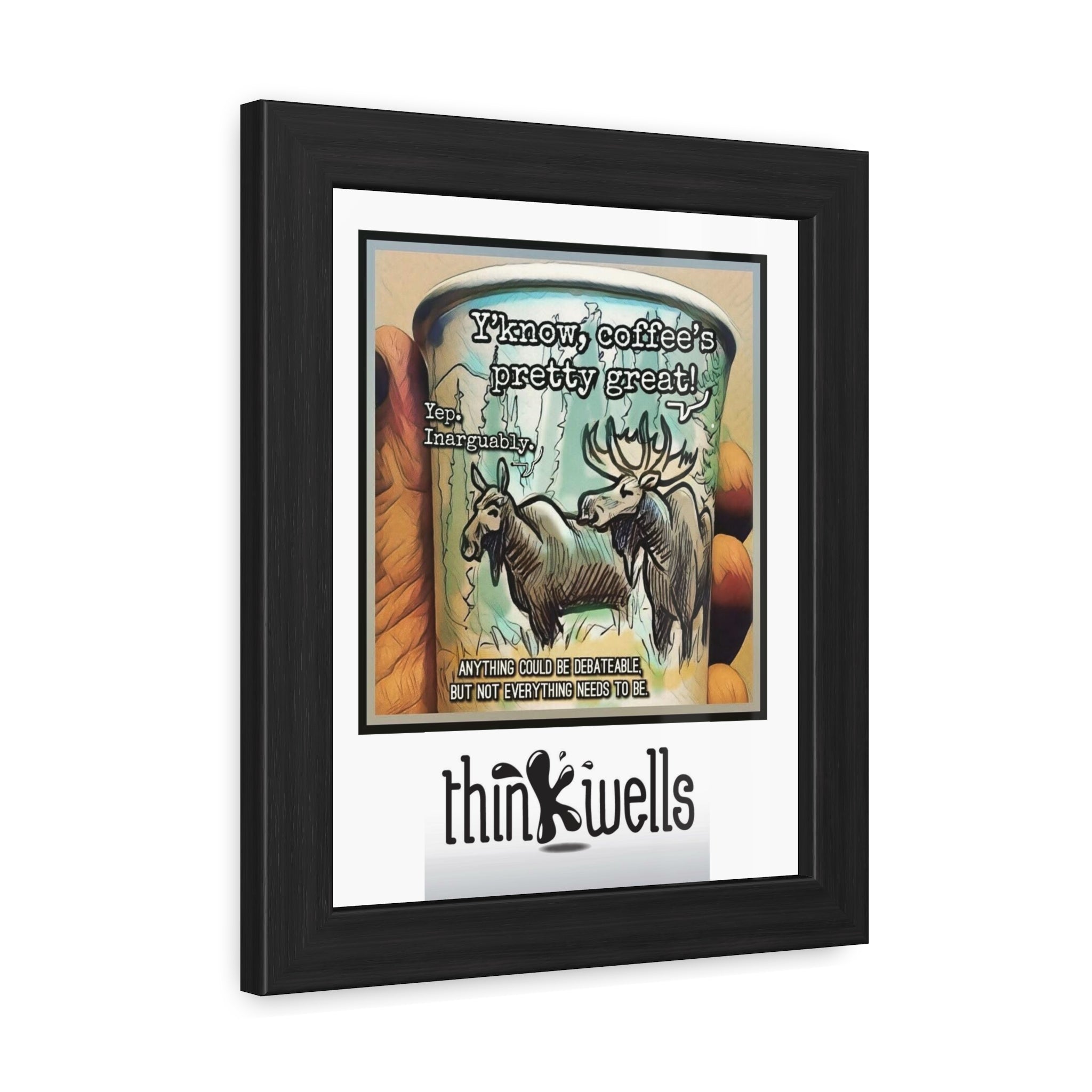 Framed Poster - Moose Debate Coffee Art Print