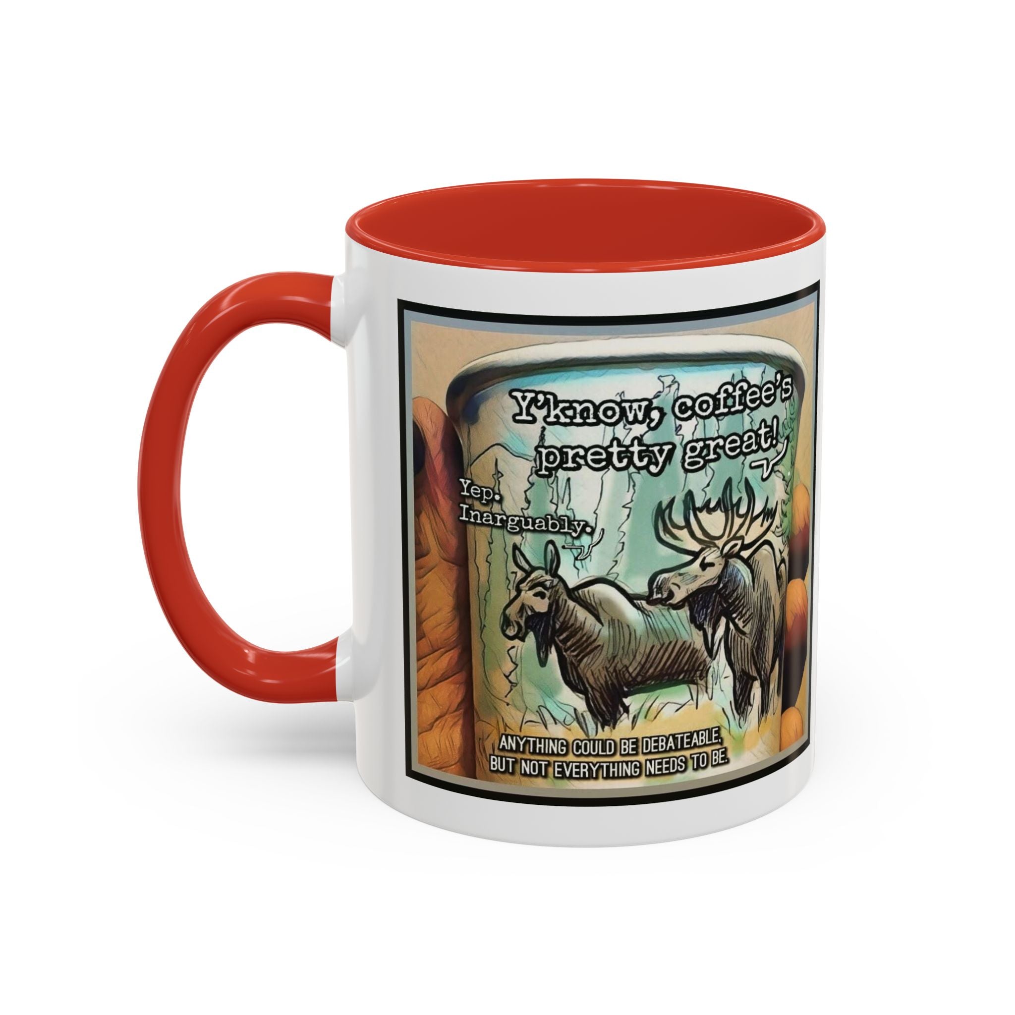 Coffee Mug - Moose Debate Accent Ceramic Mug (11/15oz)