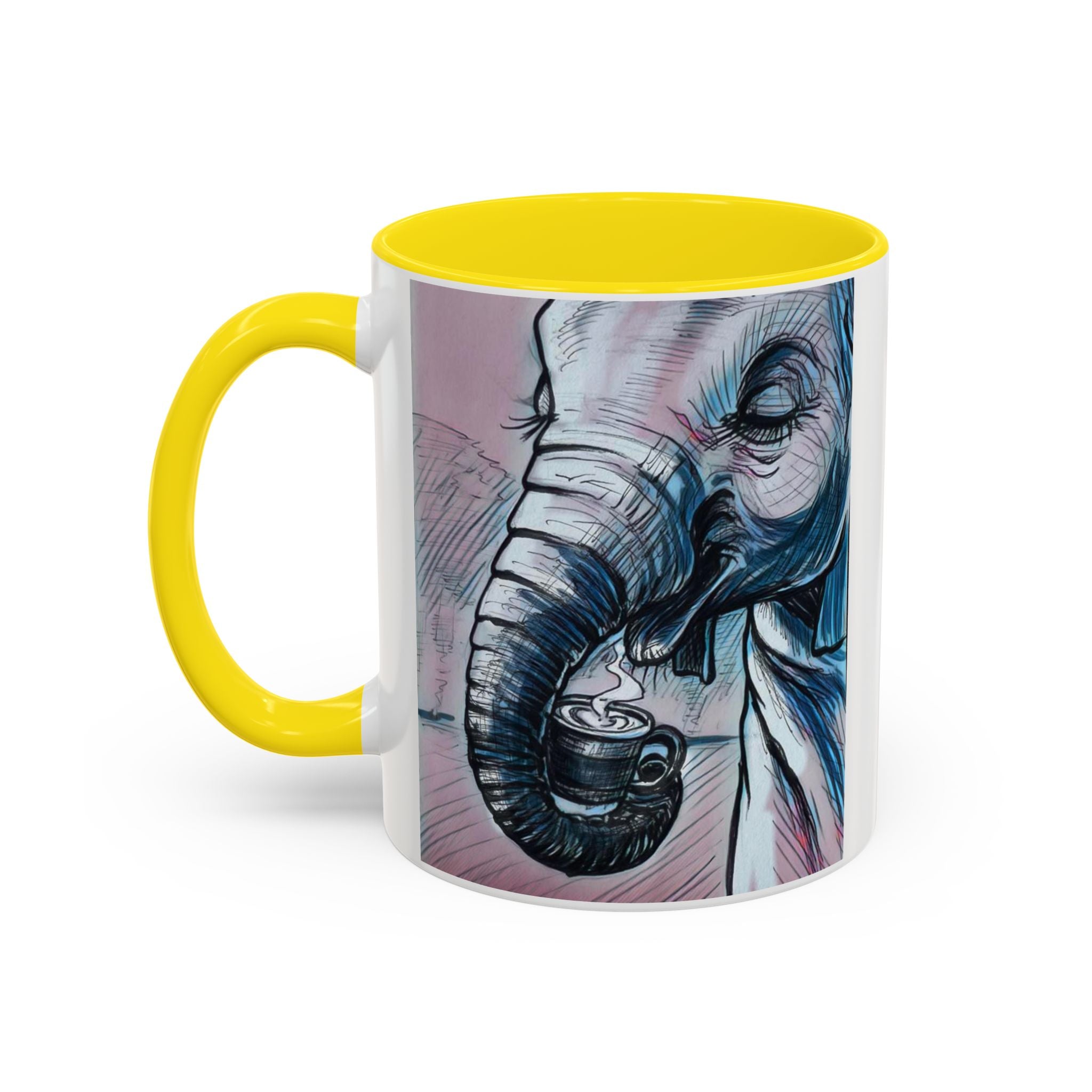 Elephant loves Coffee Accent Ceramic Mug (11/15oz)