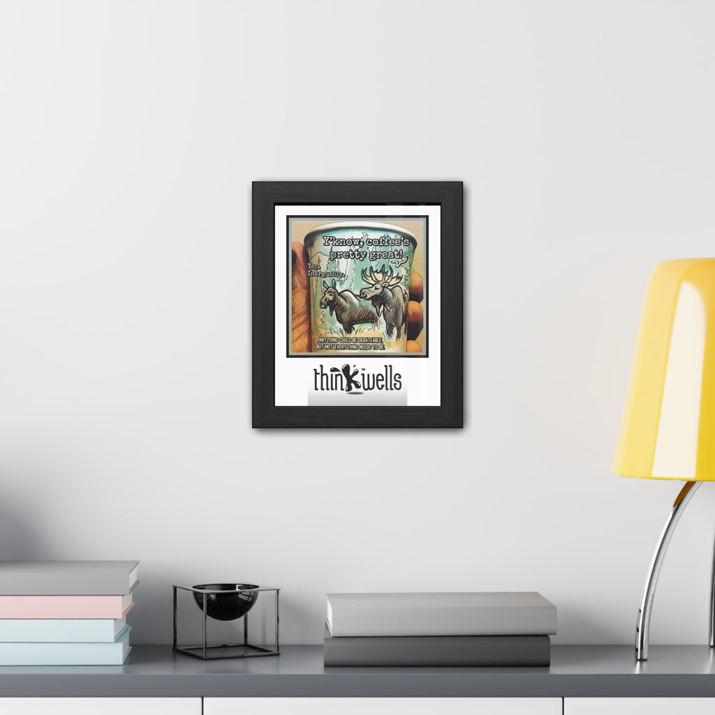 Framed Poster - Moose Debate Coffee Art Print