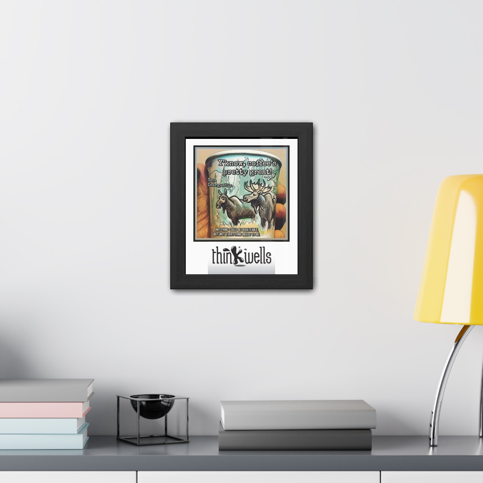 Framed Poster - Moose Debate Coffee Art Print