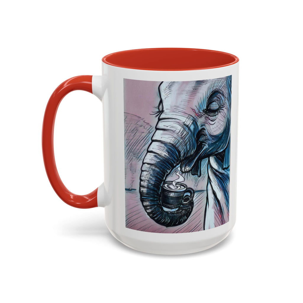 Elephant loves Coffee Accent Ceramic Mug (11/15oz)