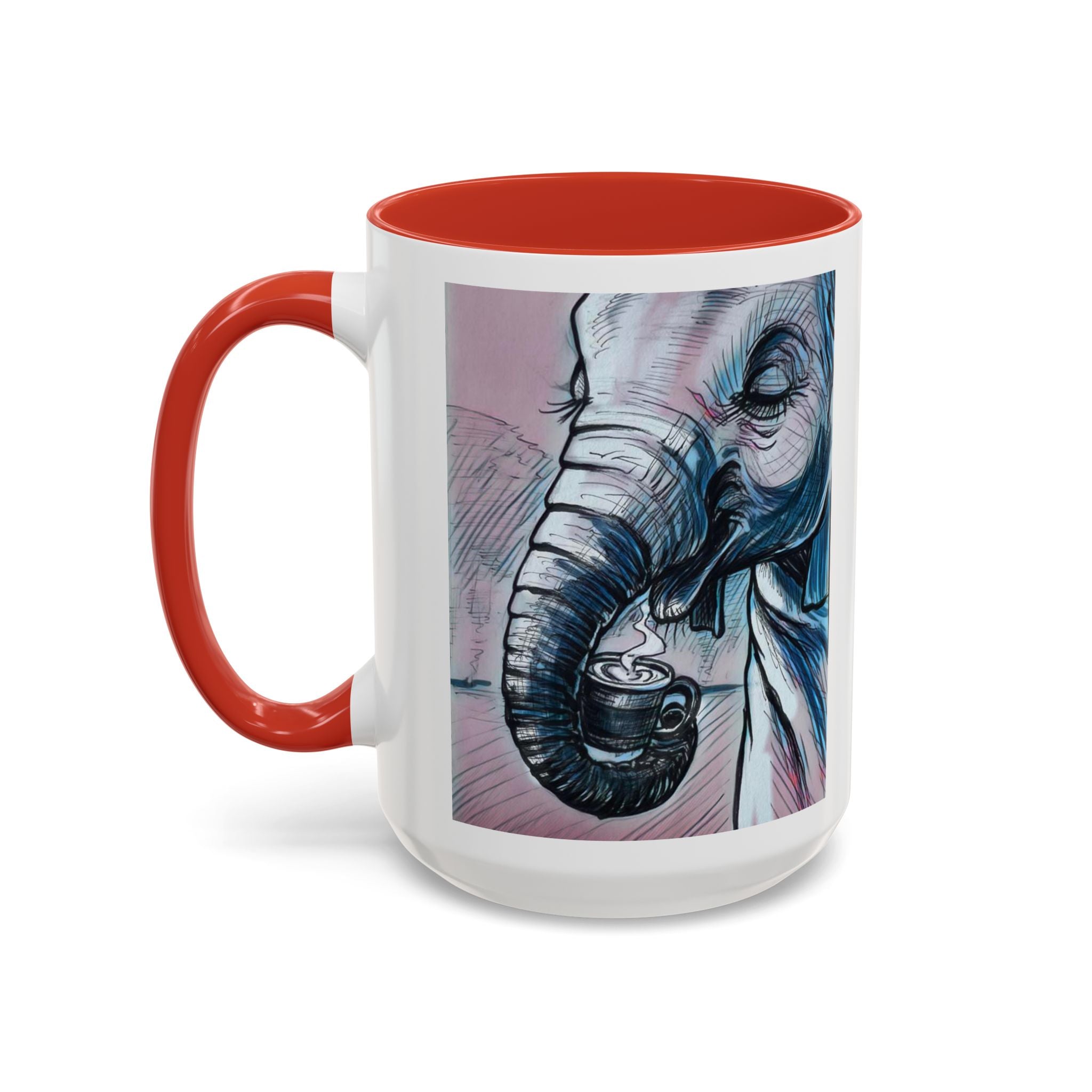Elephant loves Coffee Accent Ceramic Mug (11/15oz)