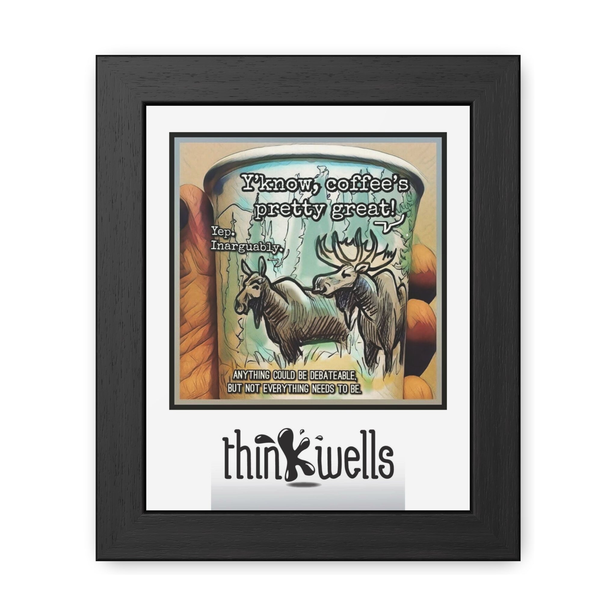 Framed Poster - Moose Debate Coffee Art Print